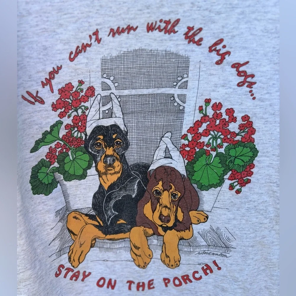 Vintage Dog Graphic Ringer T-Shirt | Cotton Fitz | Made in USA - Picture 2 of 7